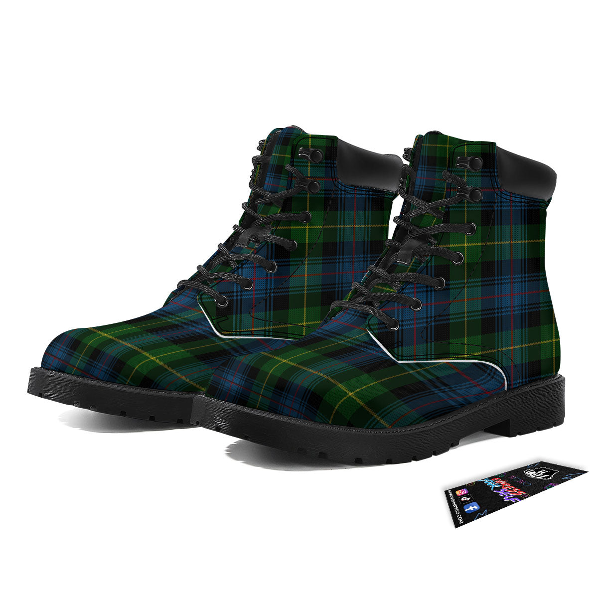 Plaid Scottish Knitted Print Boots-grizzshop