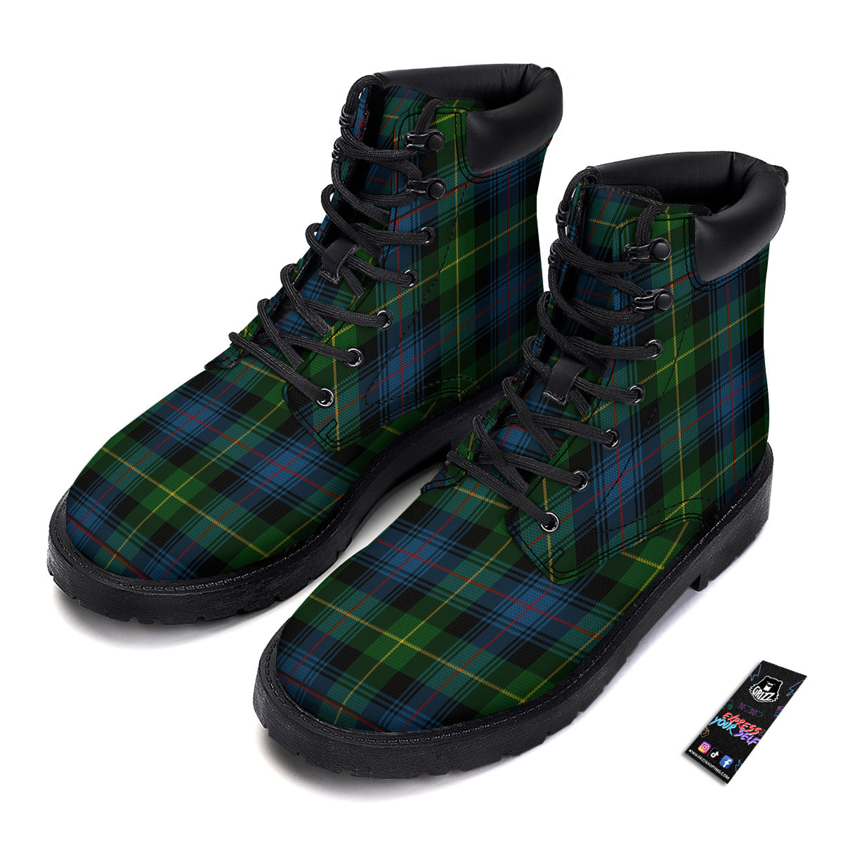 Plaid Scottish Knitted Print Boots-grizzshop