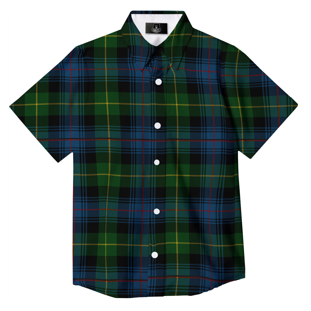 Plaid Scottish Knitted Print Button Up Shirt-grizzshop