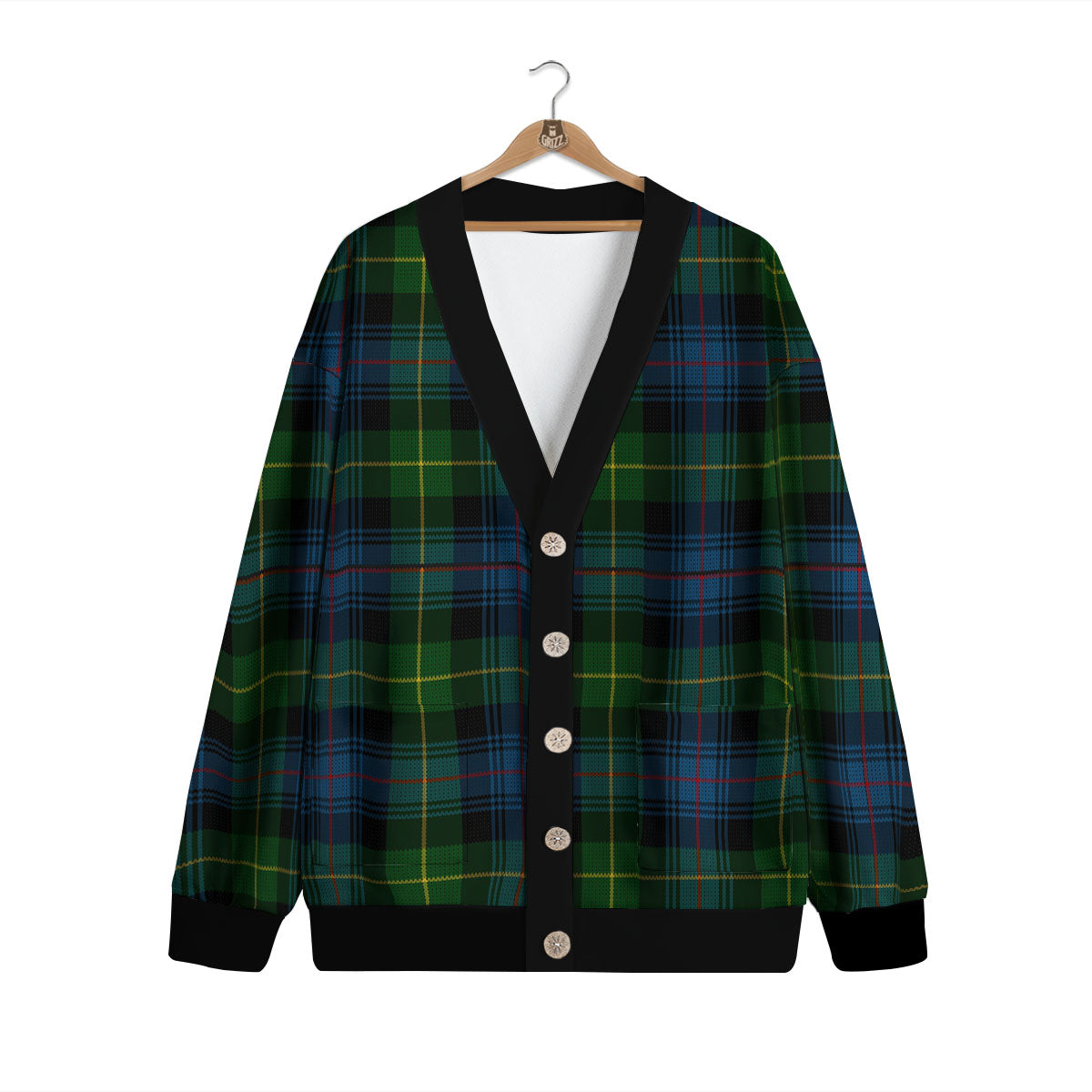 Plaid Scottish Knitted Print Cardigan-grizzshop