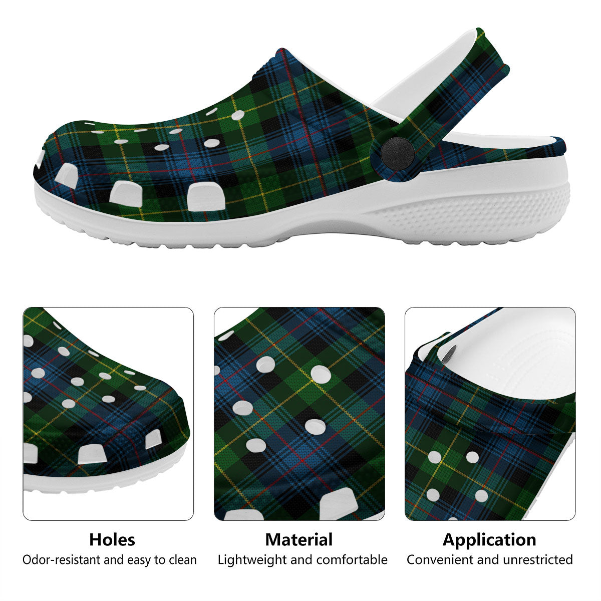Plaid Scottish Knitted Print Clog-grizzshop