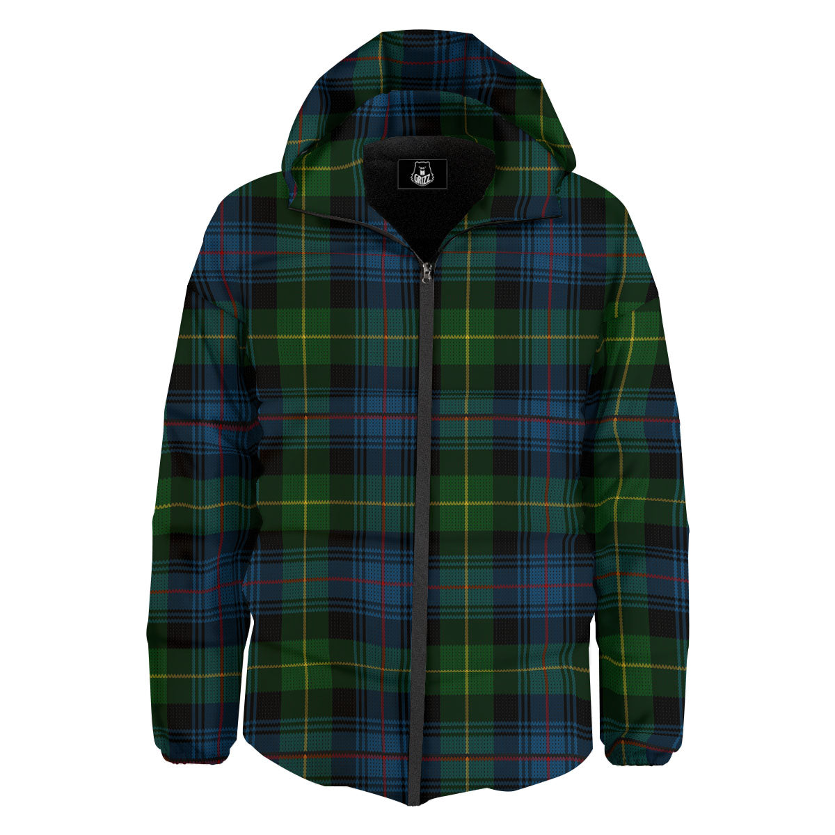 Plaid Scottish Knitted Print Down Jacket-grizzshop