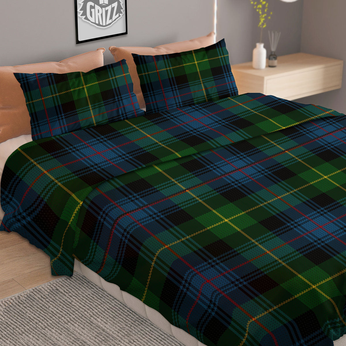 Plaid Scottish Knitted Print Duvet Cover Bedding Set