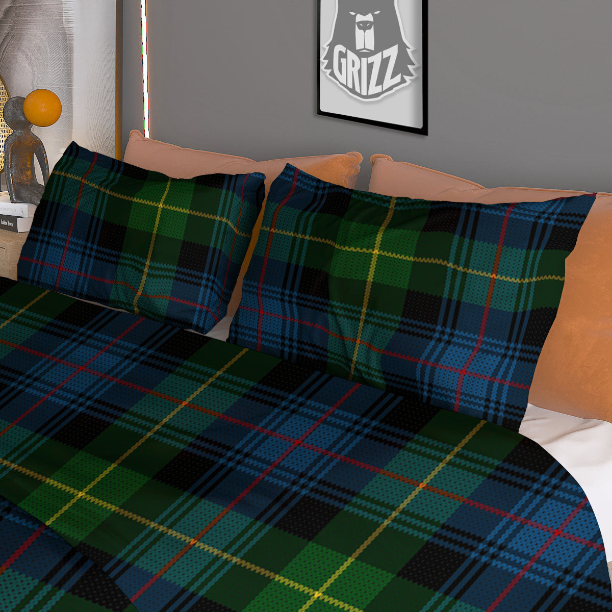 Plaid Scottish Knitted Print Duvet Cover Bedding Set