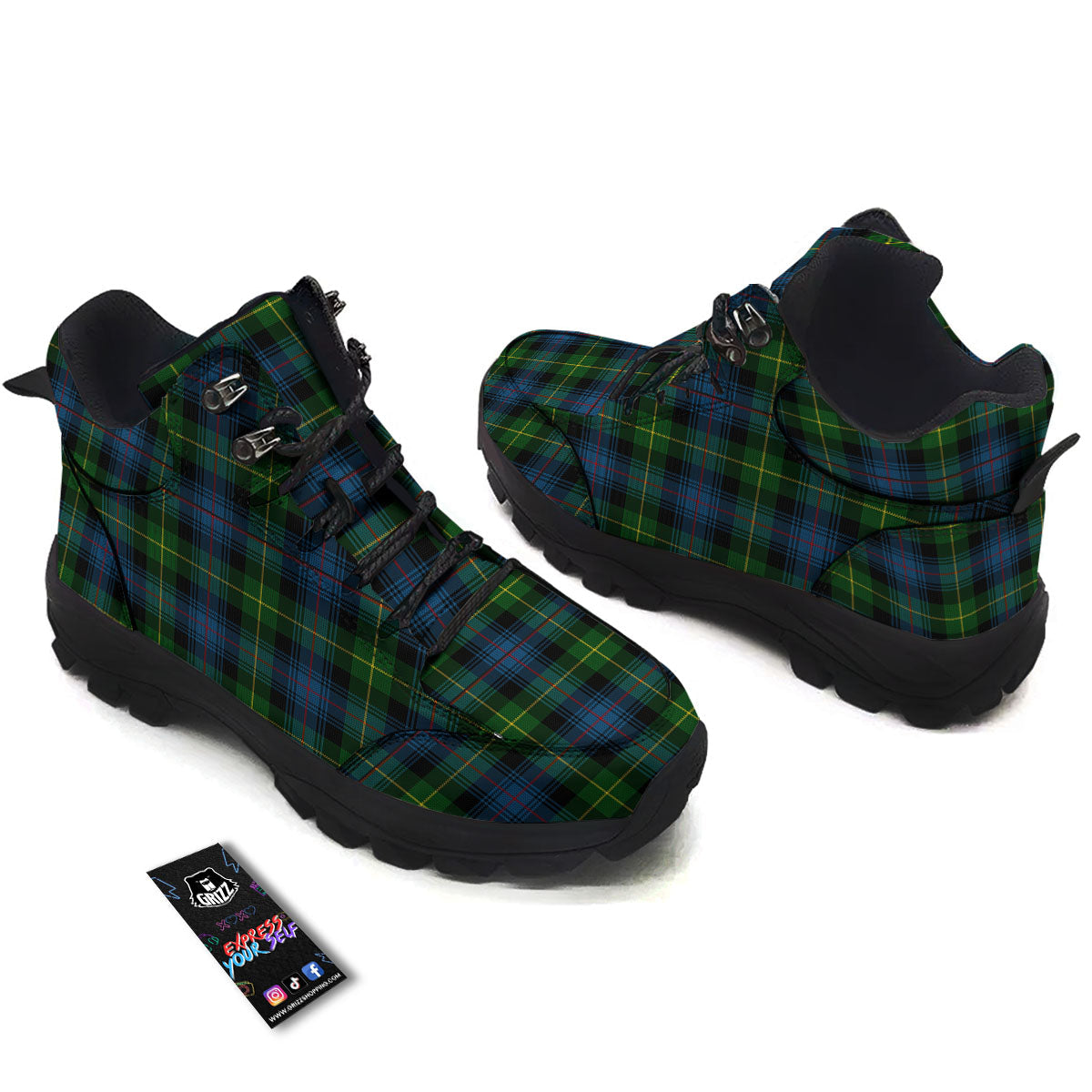 Plaid Scottish Knitted Print Hiking Shoes-grizzshop