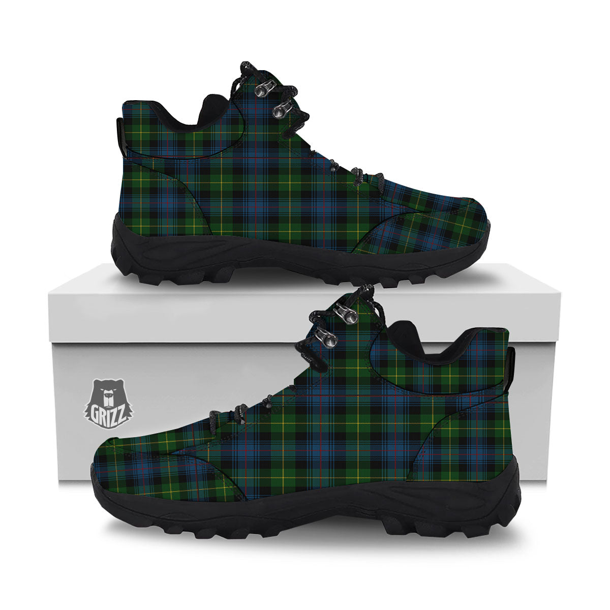 Plaid Scottish Knitted Print Hiking Shoes-grizzshop