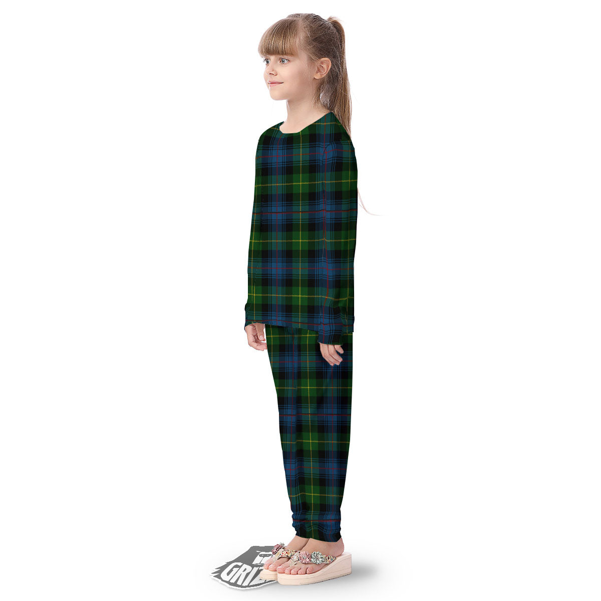 Plaid Scottish Knitted Print Kid's Pajamas-grizzshop