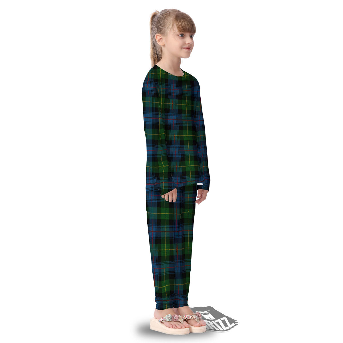Plaid Scottish Knitted Print Kid's Pajamas-grizzshop