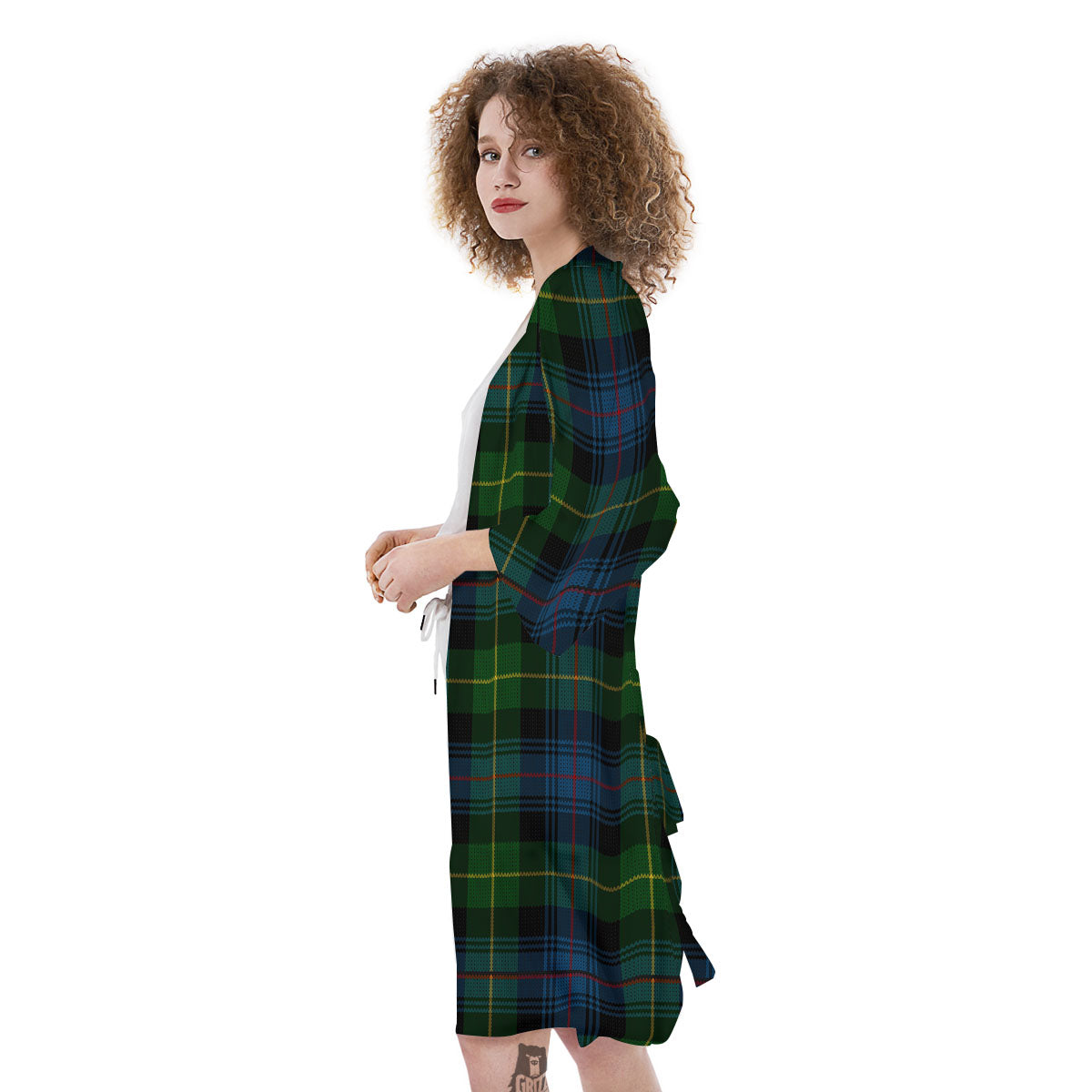 Plaid Scottish Knitted Print Kimono-grizzshop