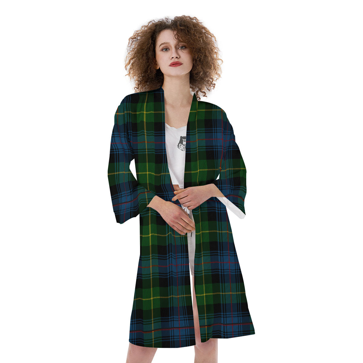 Plaid Scottish Knitted Print Kimono-grizzshop