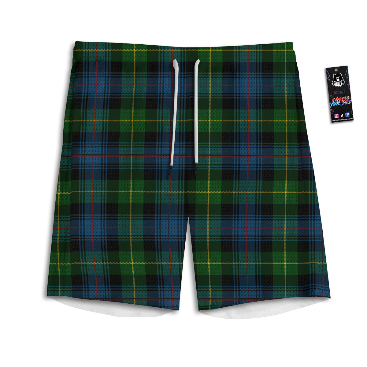 Plaid Scottish Knitted Print Men's Athletic Shorts