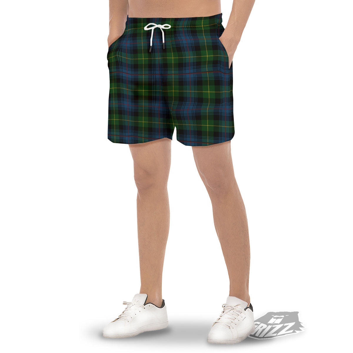 Plaid Scottish Knitted Print Men's Gym Shorts-grizzshop