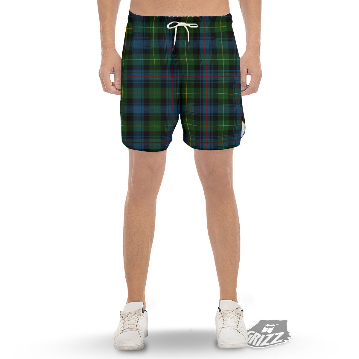 Plaid Scottish Knitted Print Men's Gym Shorts-grizzshop