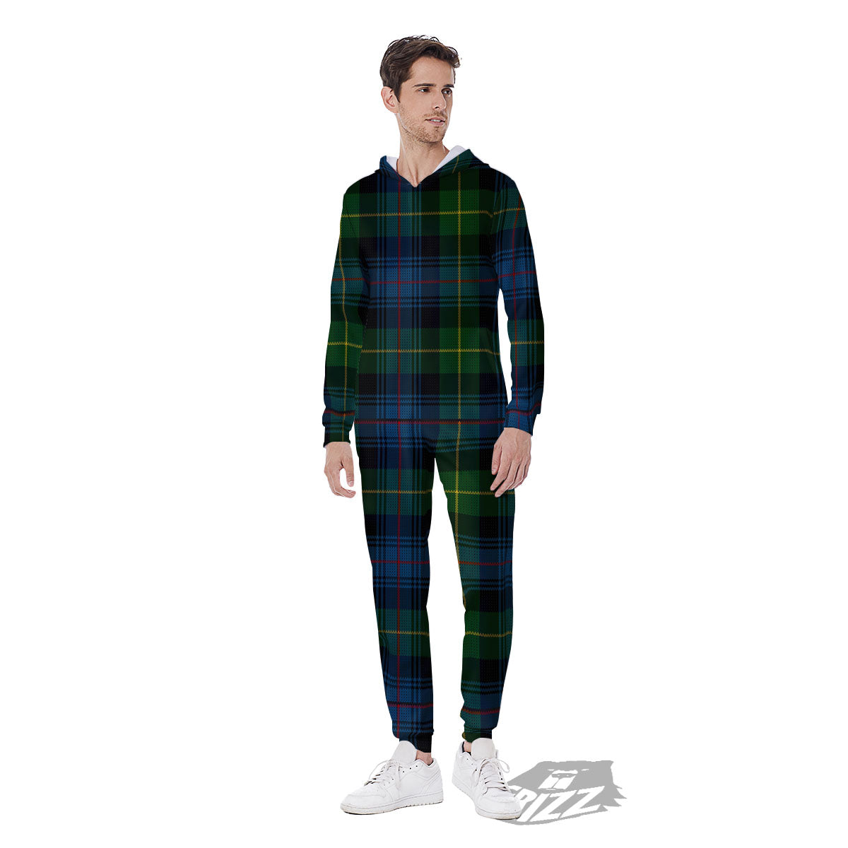 Plaid Scottish Knitted Print Men's Jumpsuit-grizzshop