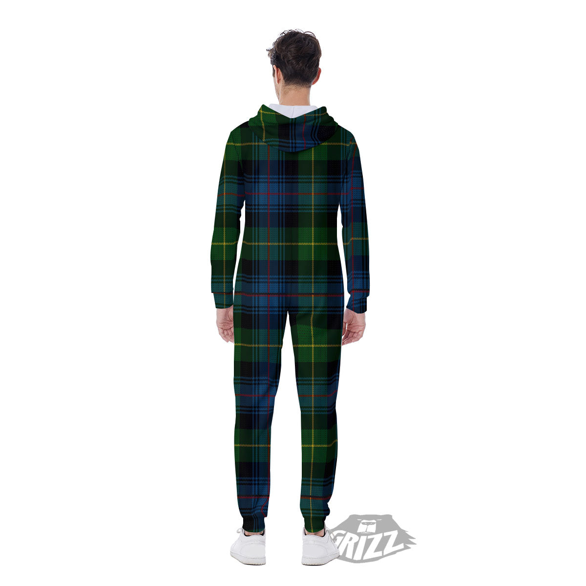 Plaid Scottish Knitted Print Men's Jumpsuit-grizzshop