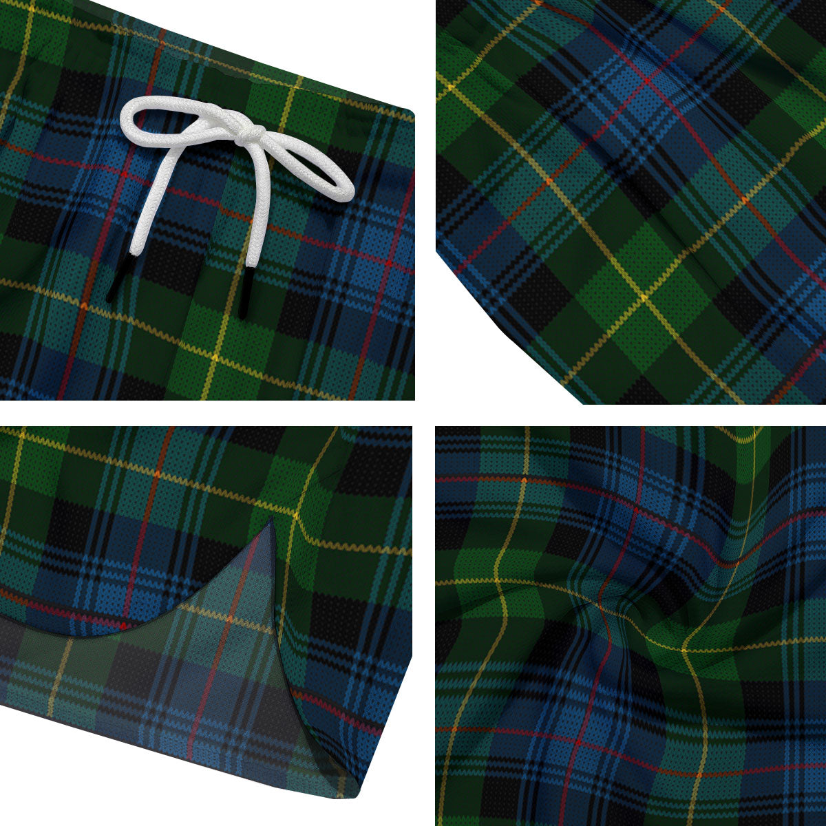 Plaid Scottish Knitted Print Men's Running Shorts-grizzshop