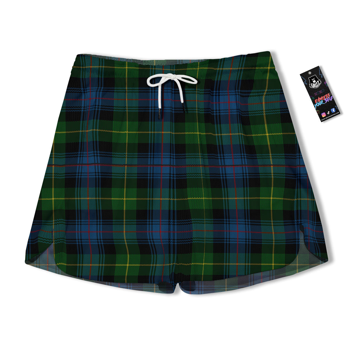 Plaid Scottish Knitted Print Men's Running Shorts-grizzshop