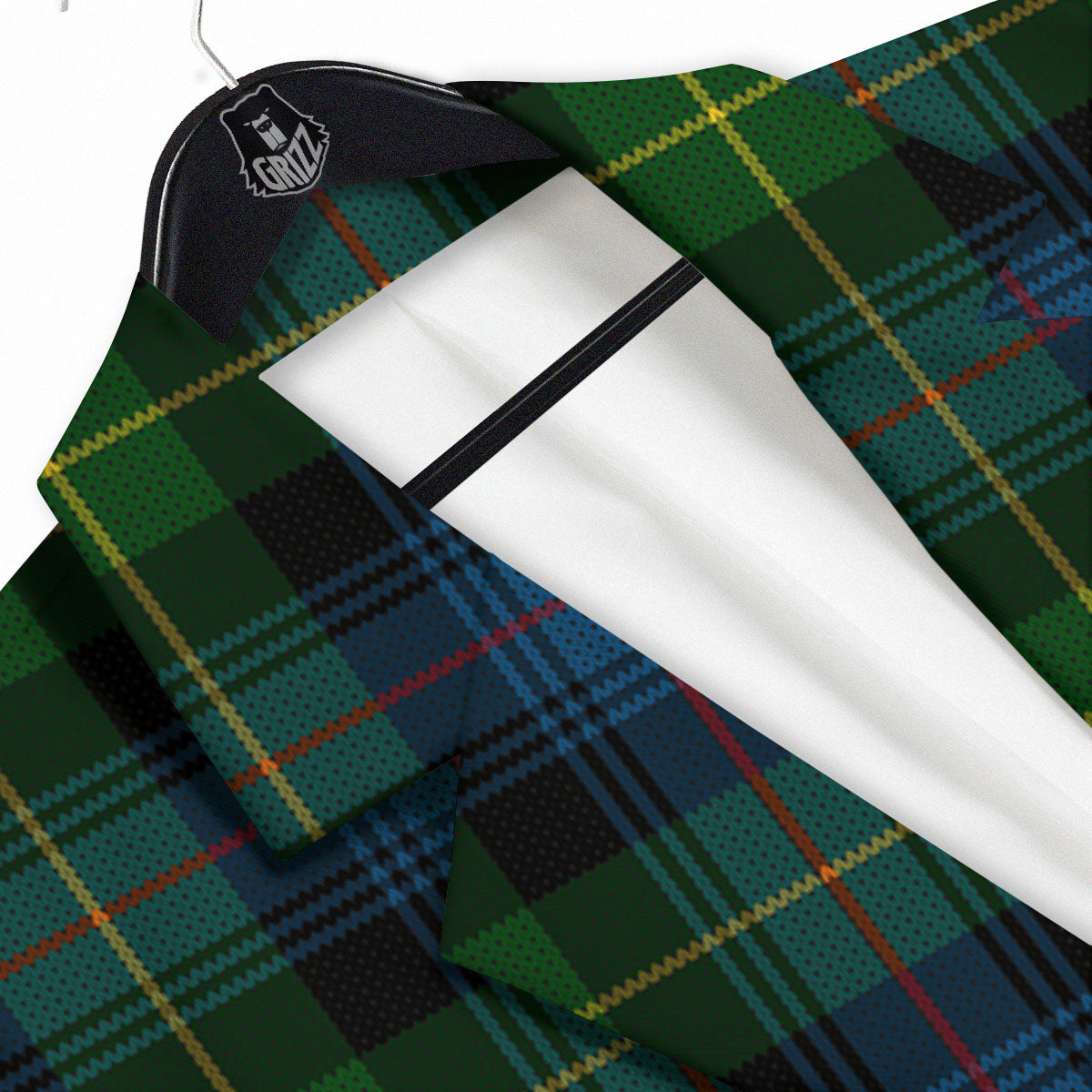 Plaid Scottish Knitted Print Men's Sport Coat-grizzshop