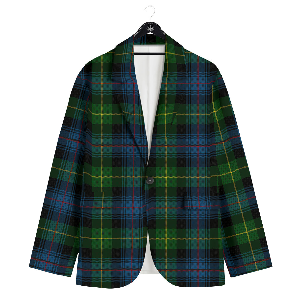 Plaid Scottish Knitted Print Men's Sport Coat-grizzshop