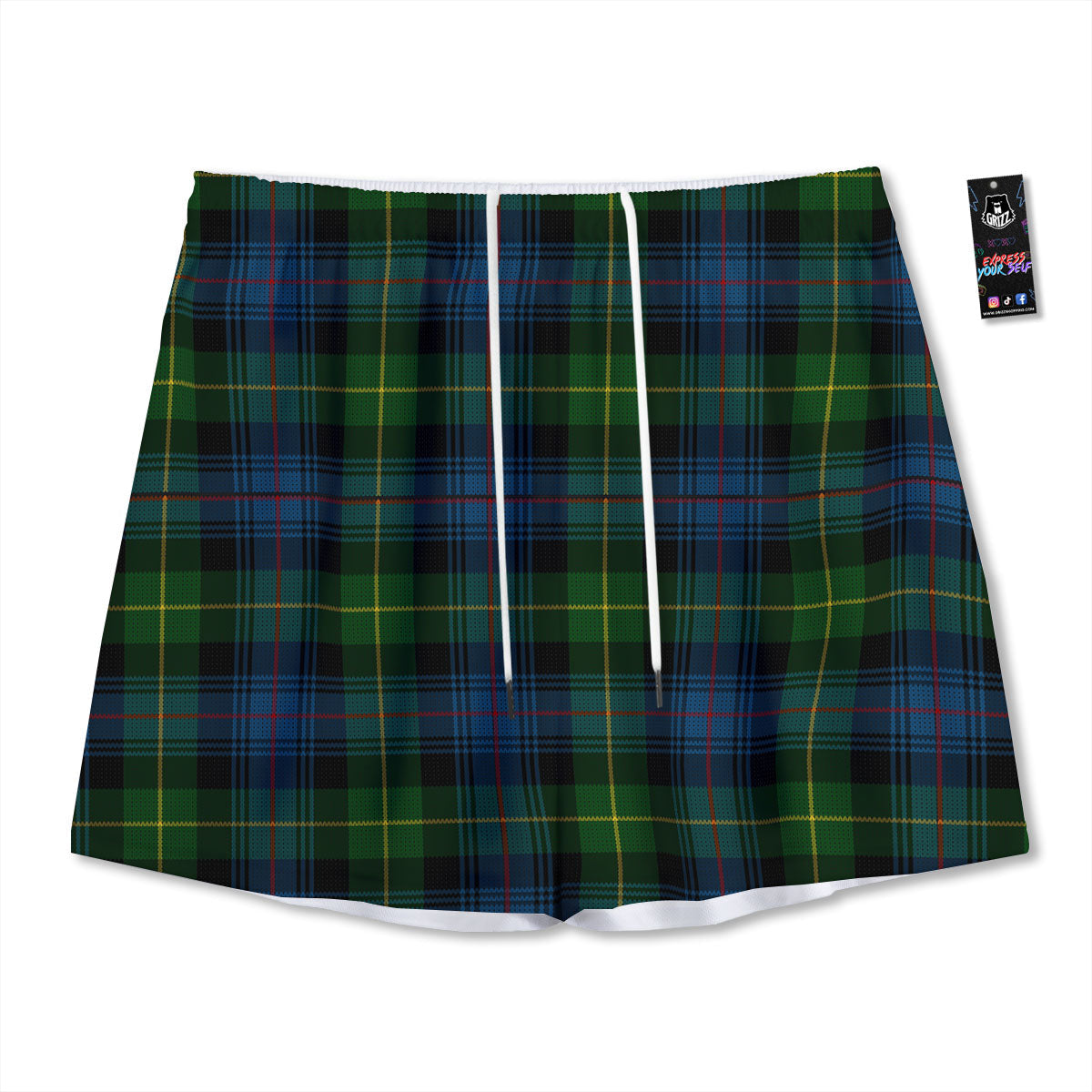 Plaid Scottish Knitted Print Mesh Shorts