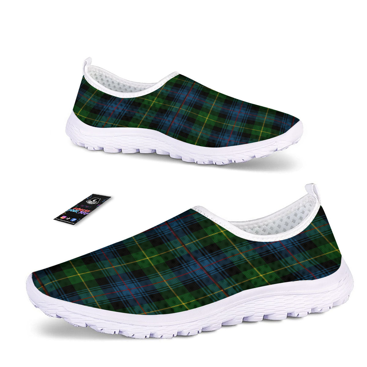Plaid Scottish Knitted Print Nurse Shoes-grizzshop