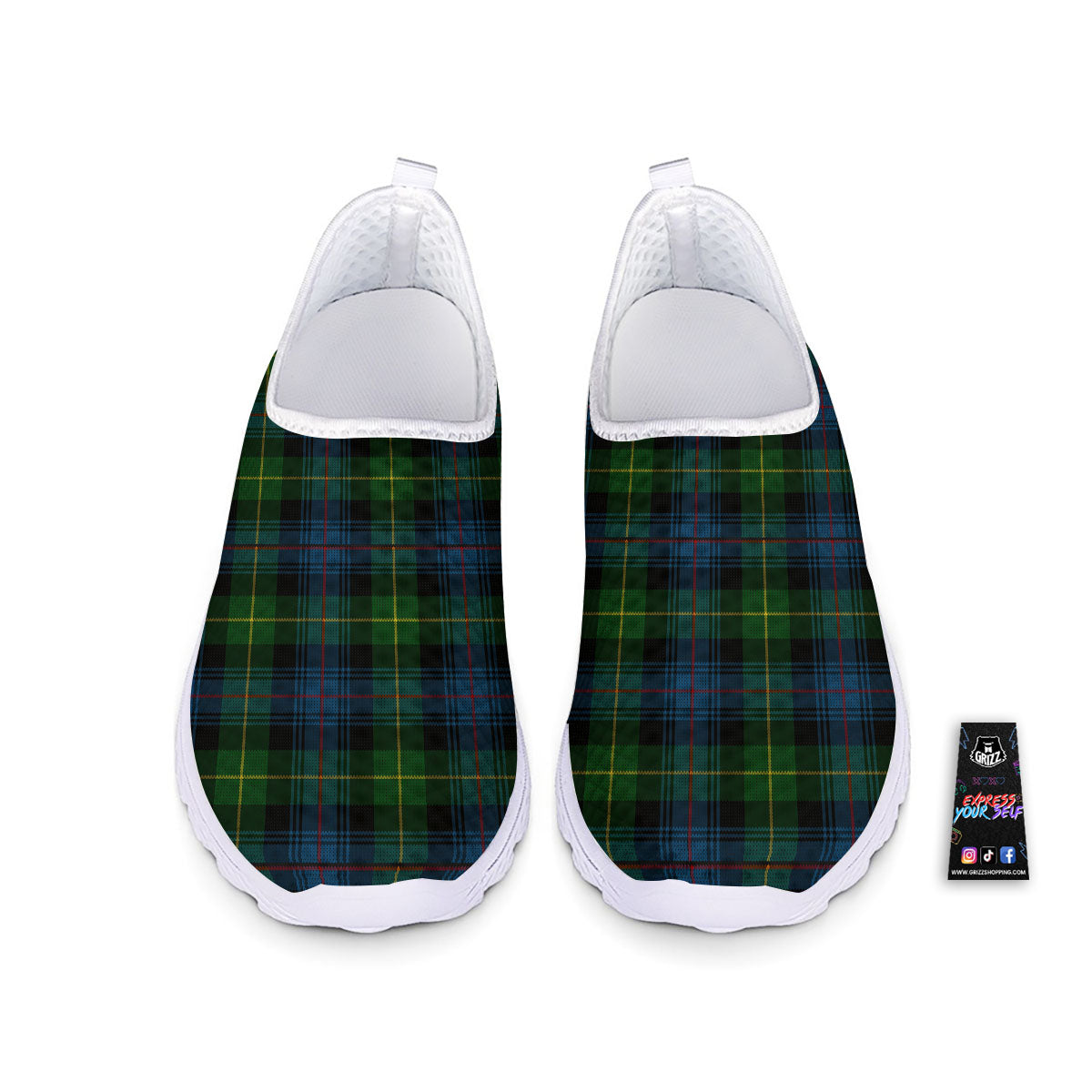 Plaid Scottish Knitted Print Nurse Shoes-grizzshop