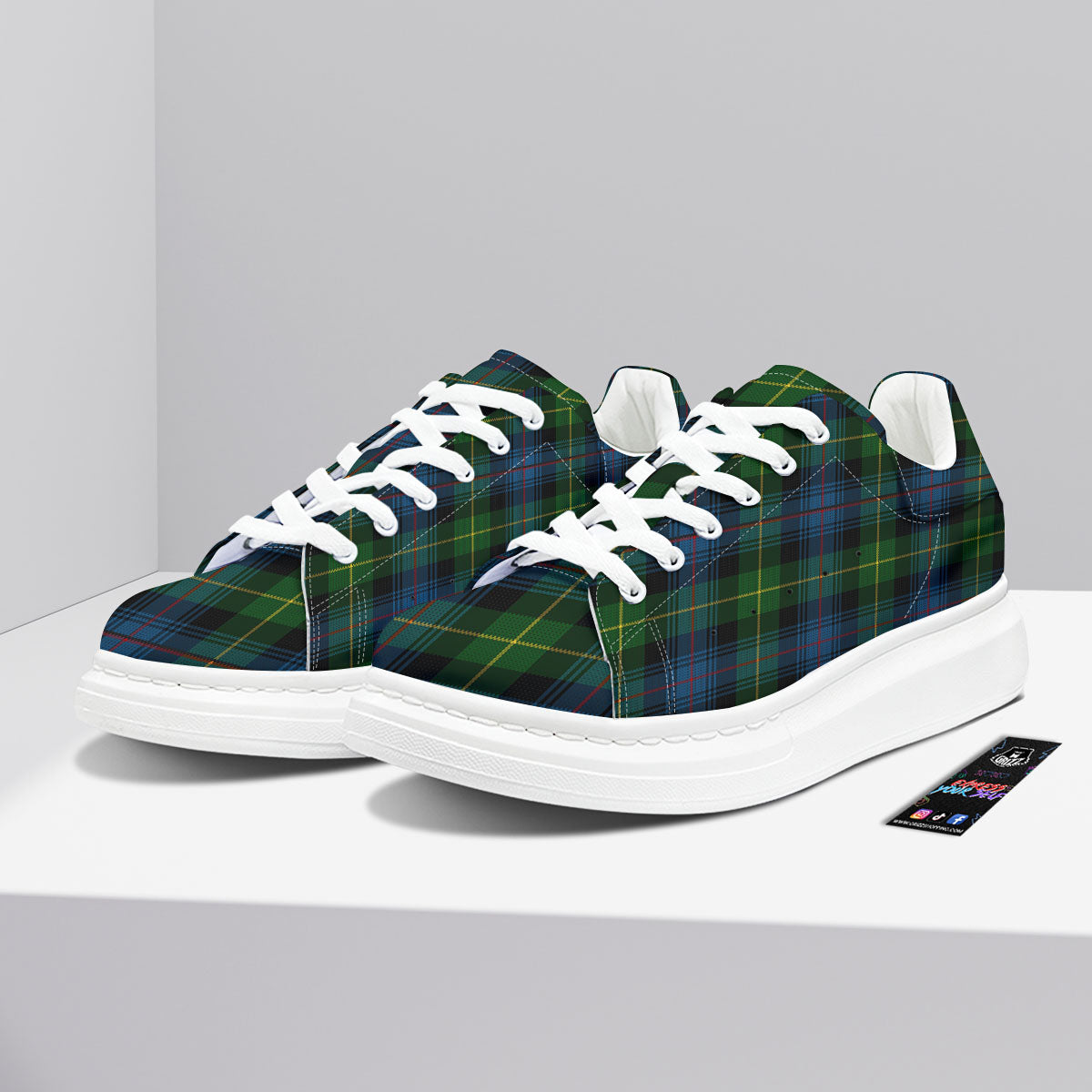 Plaid Scottish Knitted Print Platform Shoes-grizzshop