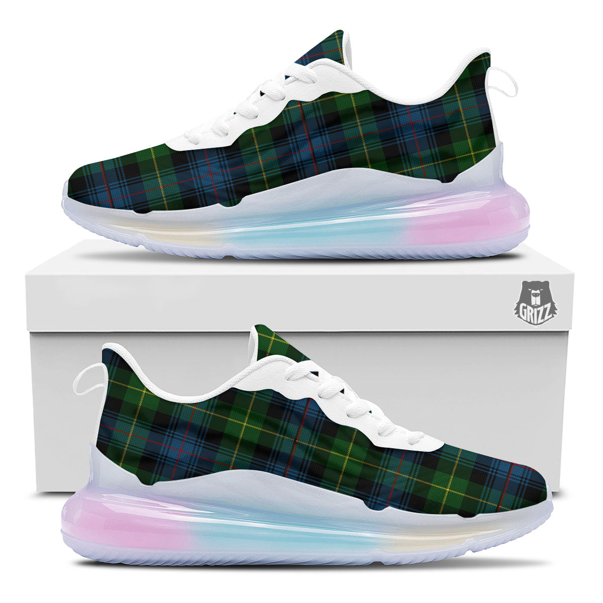 Plaid Scottish Knitted Print Running Sneakers-grizzshop