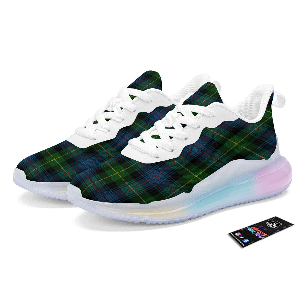 Plaid Scottish Knitted Print Running Sneakers-grizzshop