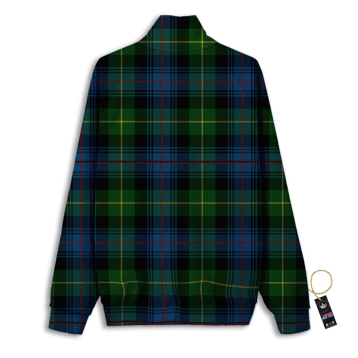 Plaid Scottish Knitted Print Track Jacket-grizzshop