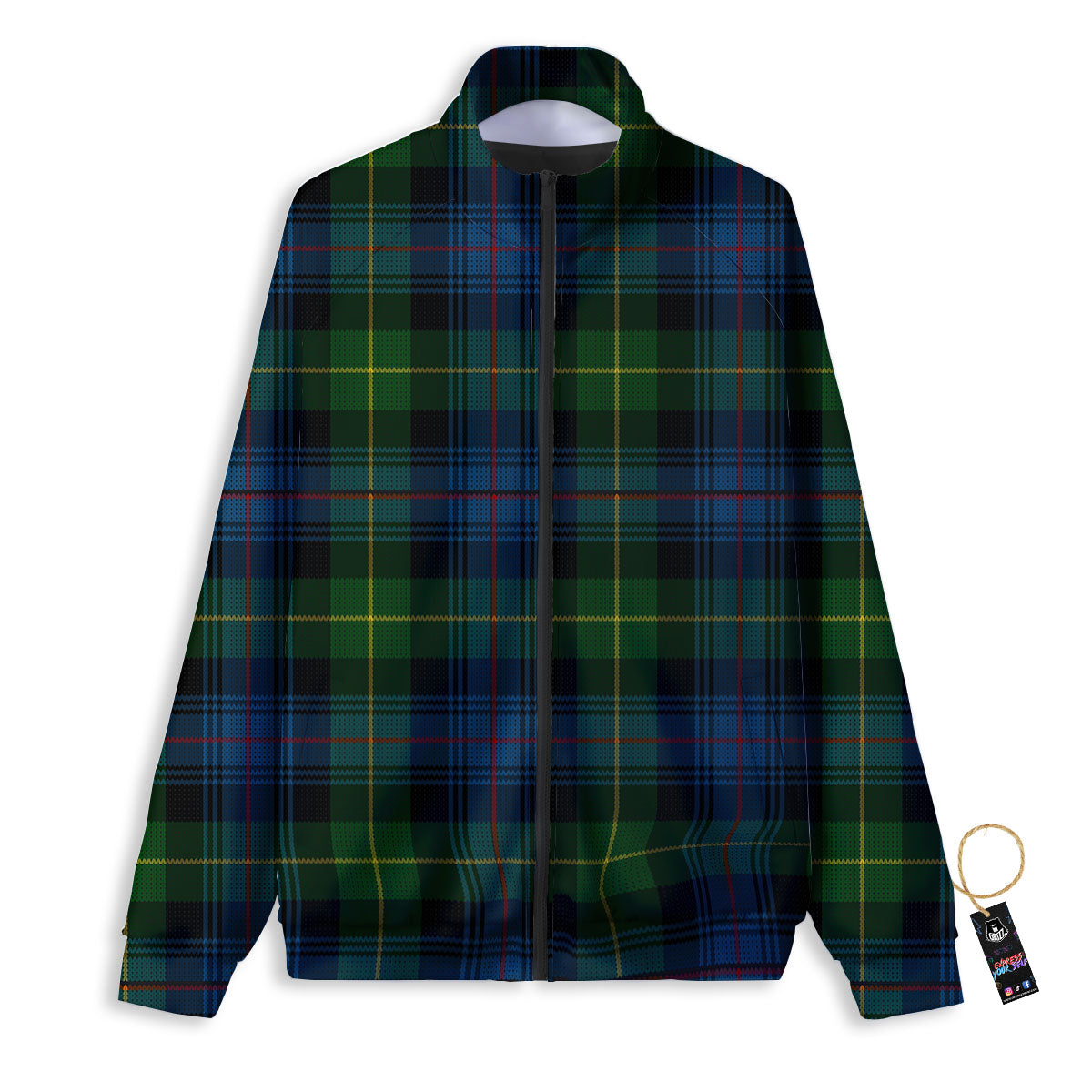Plaid Scottish Knitted Print Track Jacket-grizzshop
