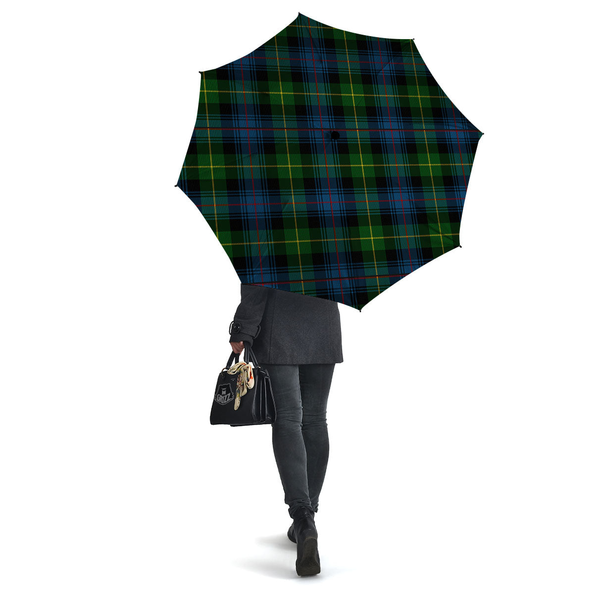 Plaid Scottish Knitted Print Umbrella-grizzshop