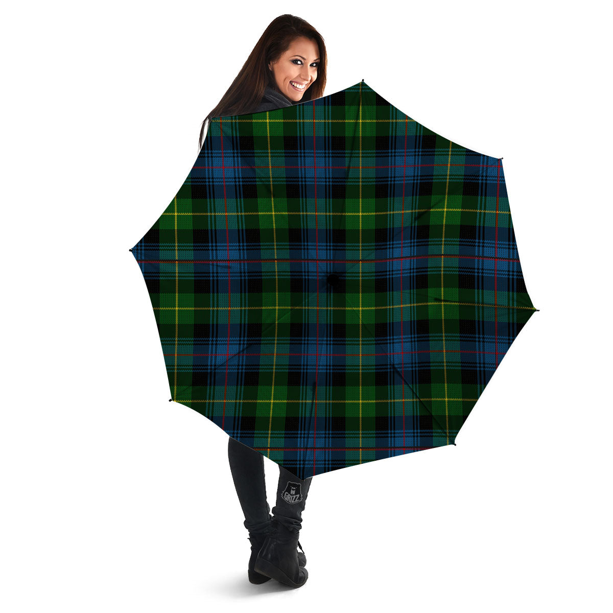 Plaid Scottish Knitted Print Umbrella-grizzshop