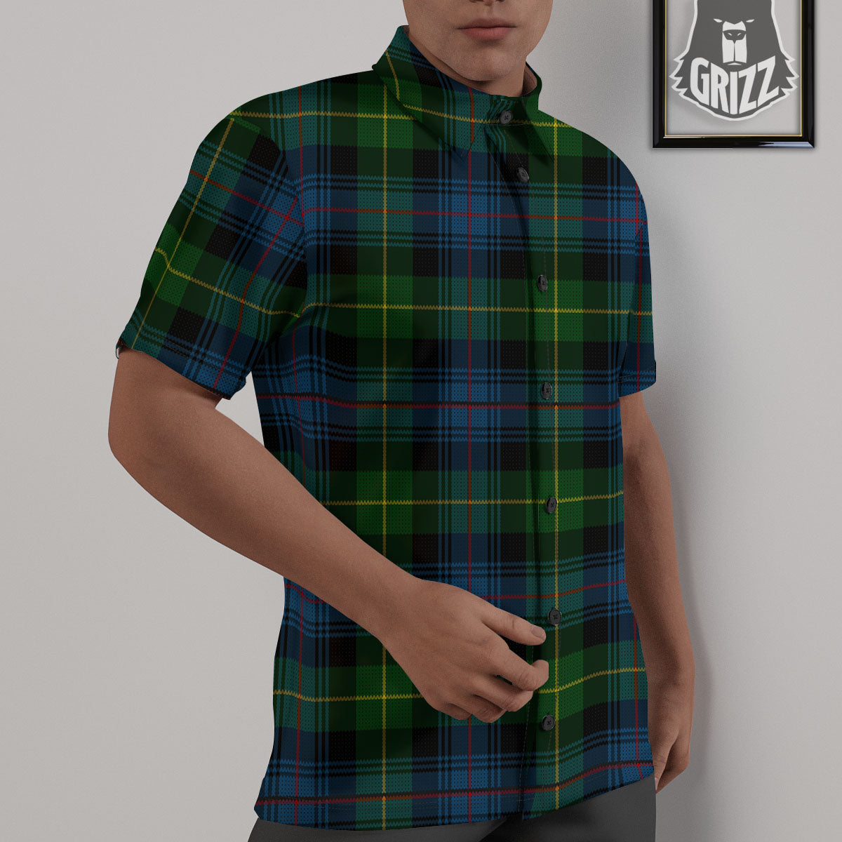 Plaid Scottish Knitted Print Untucked Shirts-grizzshop
