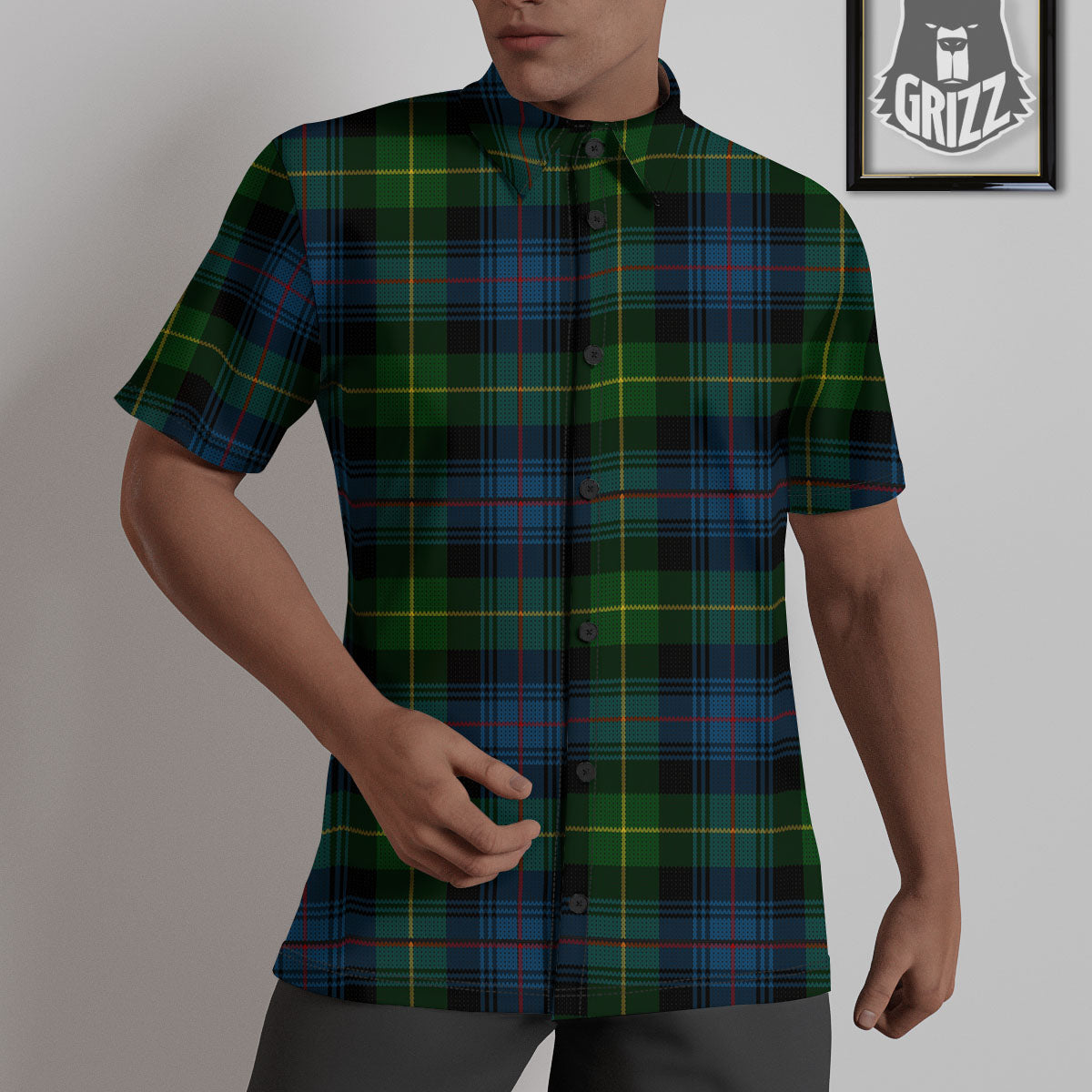 Plaid Scottish Knitted Print Untucked Shirts-grizzshop