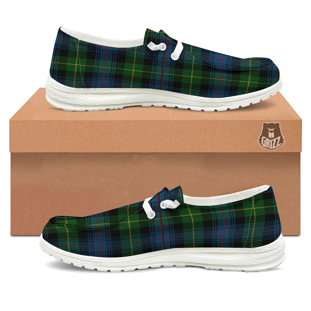 Plaid Scottish Knitted Print White Loafers-grizzshop