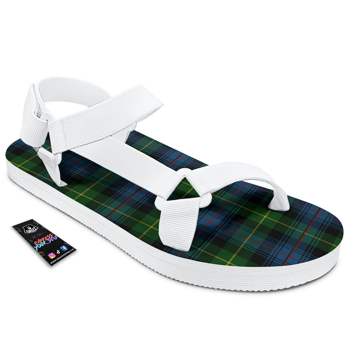Plaid Scottish Knitted Print White Open Toe Sandals-grizzshop