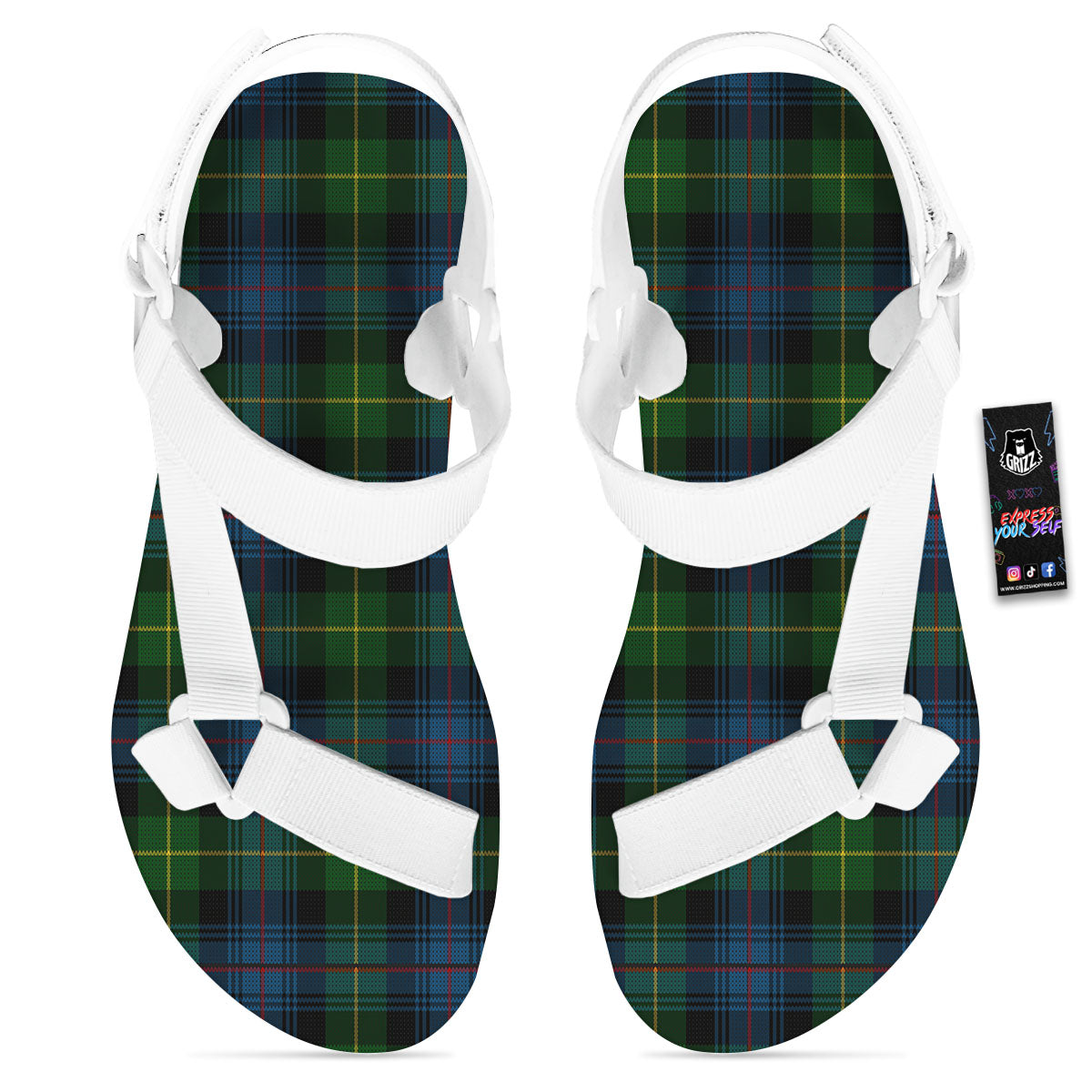 Plaid Scottish Knitted Print White Open Toe Sandals-grizzshop
