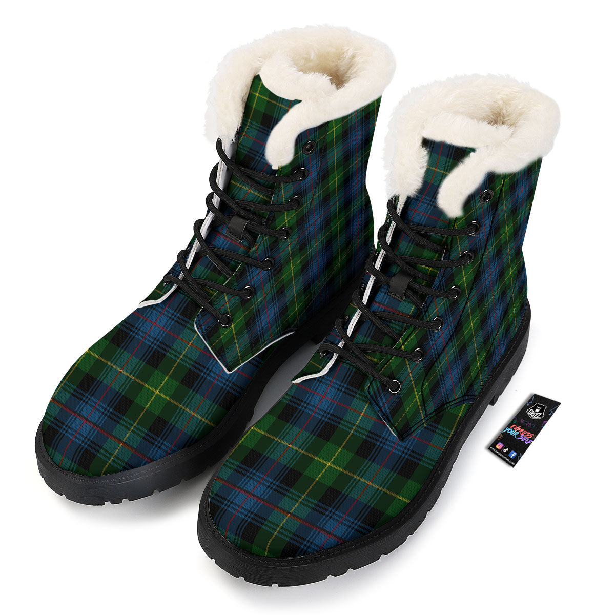Plaid Scottish Knitted Print Winter Boots-grizzshop