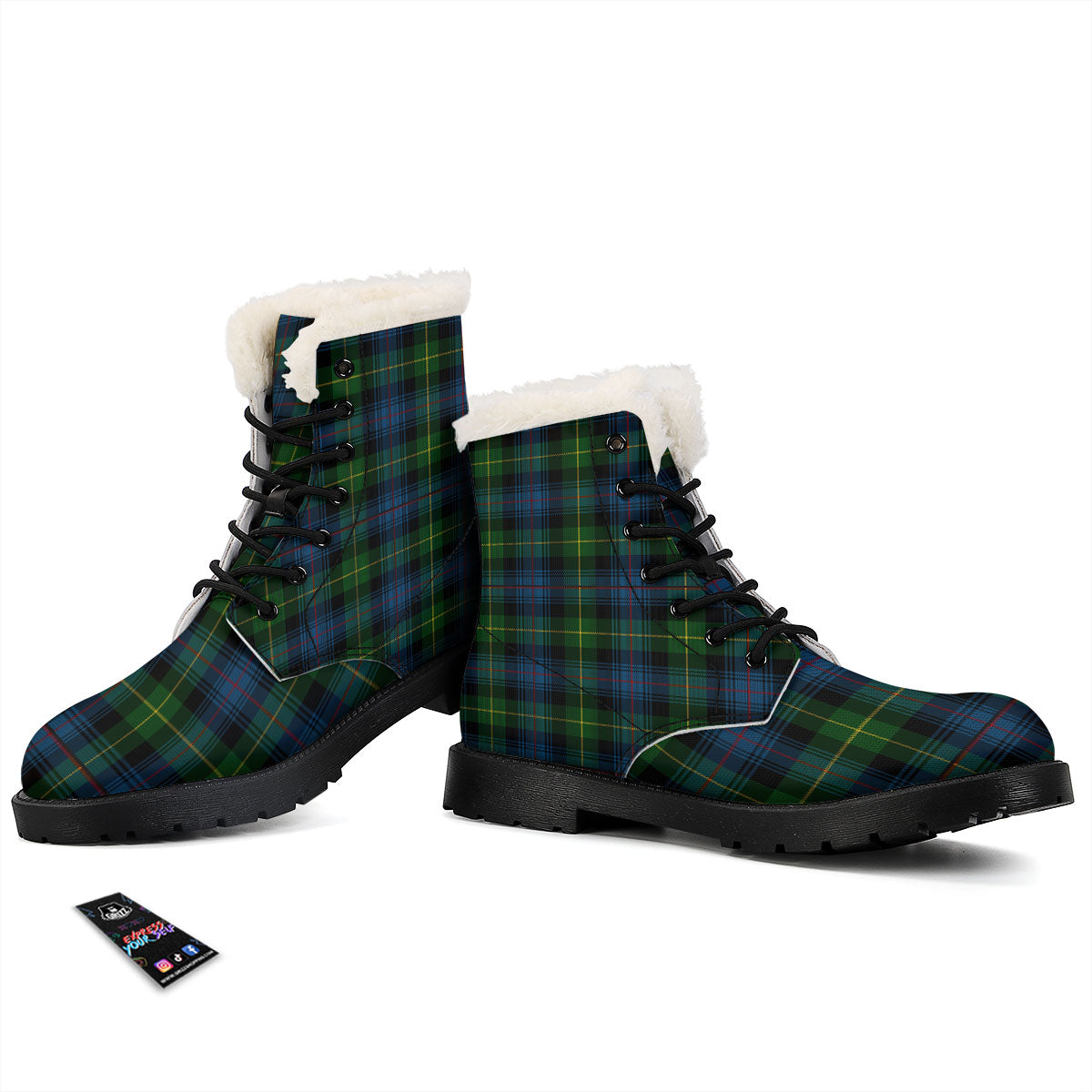 Plaid Scottish Knitted Print Winter Boots-grizzshop