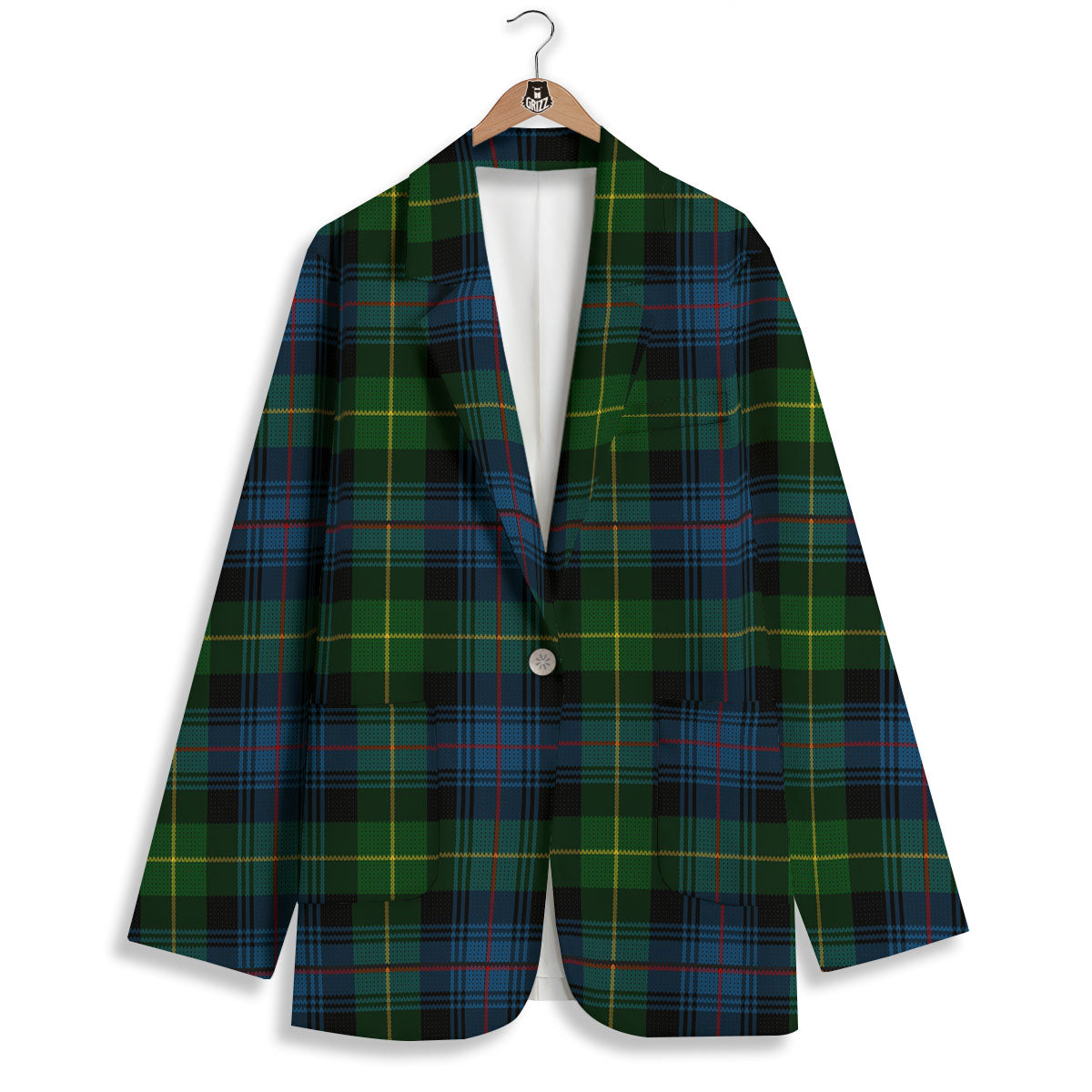 Plaid Scottish Knitted Print Women's Blazer-grizzshop