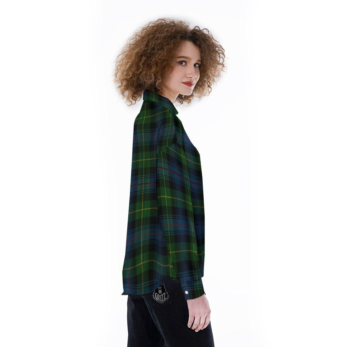 Plaid Scottish Knitted Print Women's Long Sleeve Shirts-grizzshop