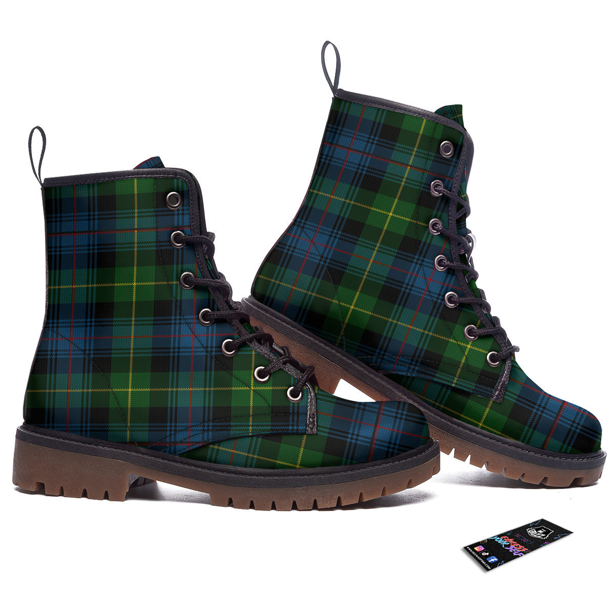 Plaid Scottish Knitted Print Work Boots-grizzshop