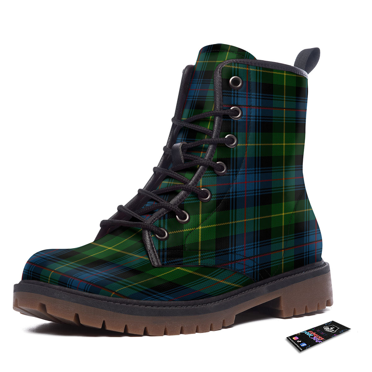 Plaid Scottish Knitted Print Work Boots-grizzshop