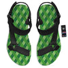 Plaid St. Patrick's Day Print Pattern Black Open Toe Sandals-grizzshop