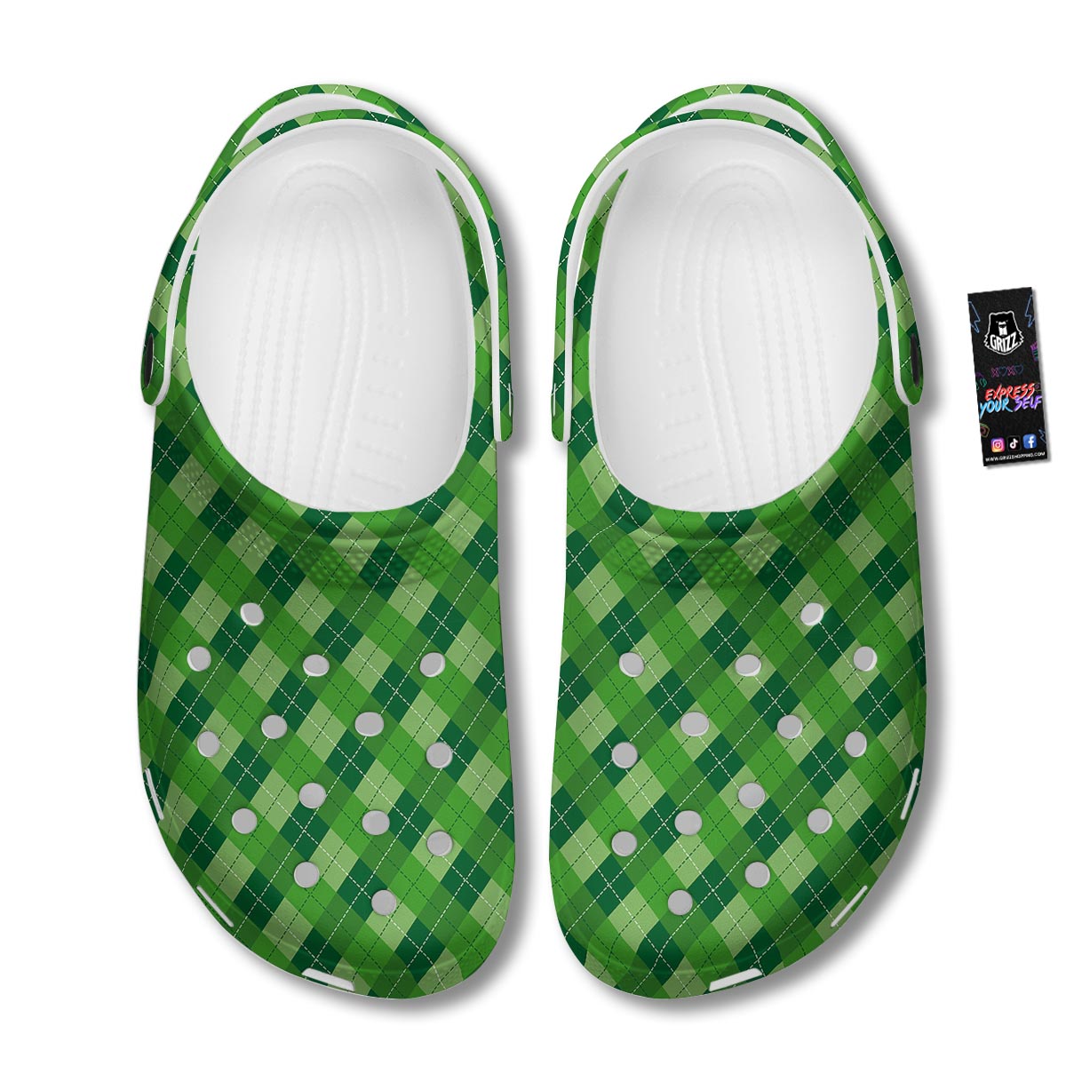 Plaid St. Patrick's Day Print Pattern Clog-grizzshop