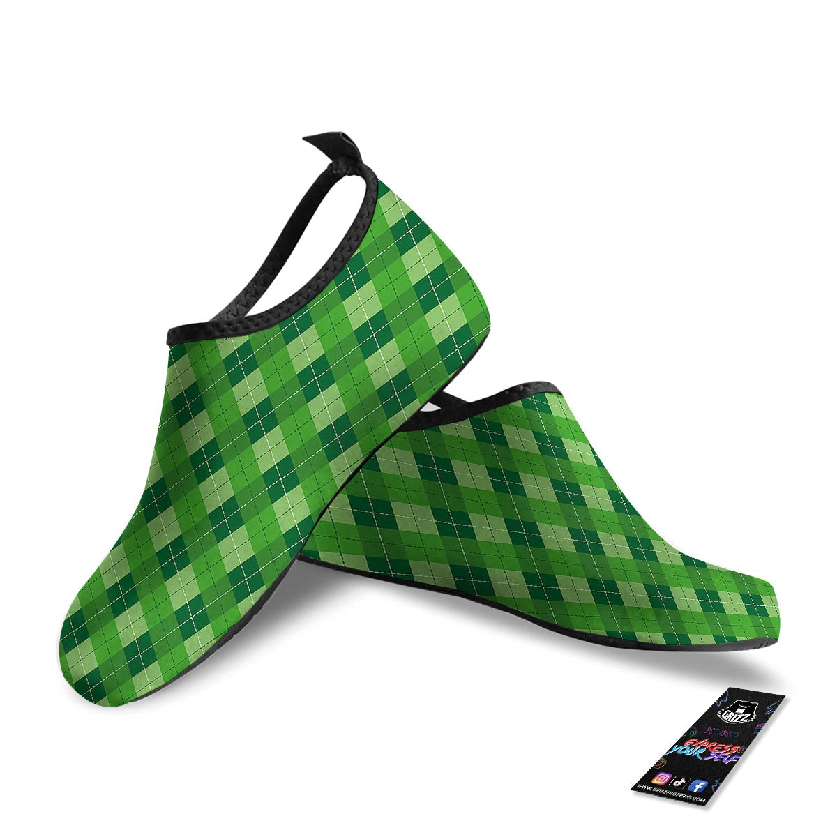 Plaid St. Patrick's Day Print Pattern Water Shoes-grizzshop