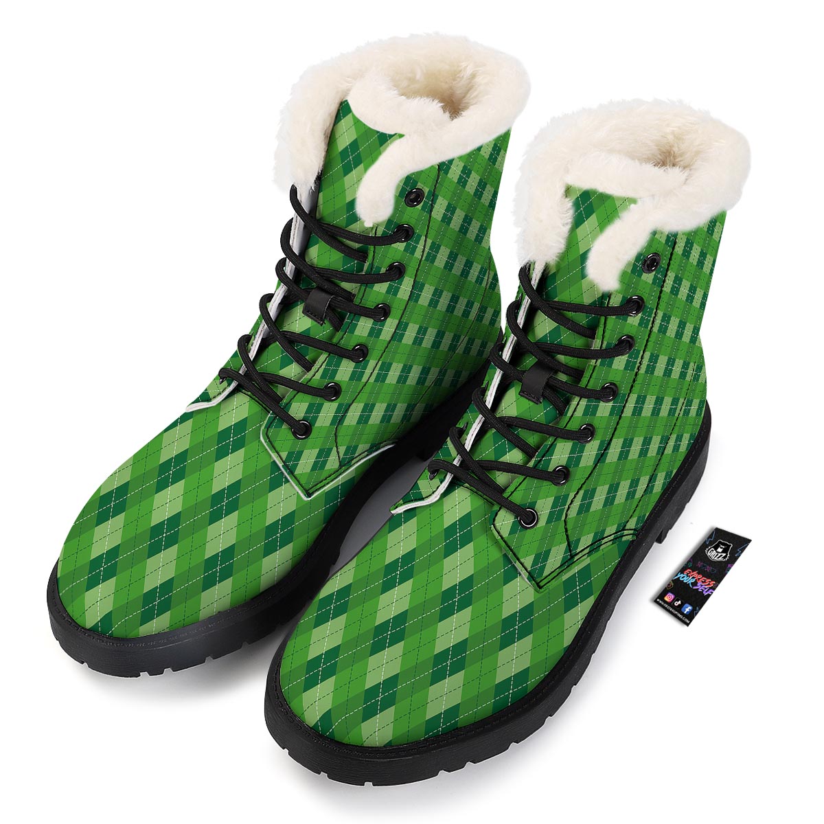 Plaid St. Patrick's Day Print Pattern Winter Boots-grizzshop