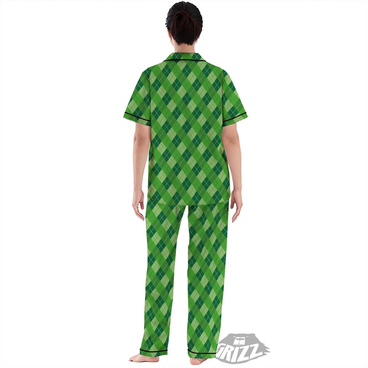 Plaid St. Patrick's Day Print Pattern Women's Pajamas Set-grizzshop