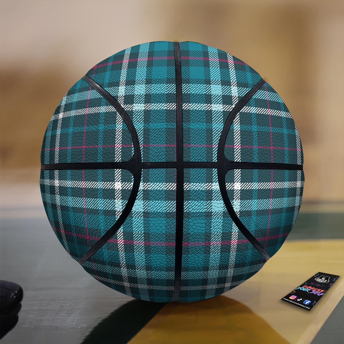 Plaid Teal Print Pattern Basketball-grizzshop